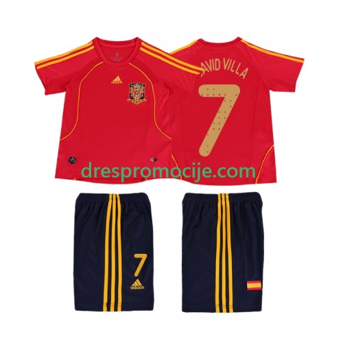 Španjolska DAVID VILLA 7 2008 Dres Retro Dječji Domaći Kratkih Rukava Španjolska DAVID VILLA 7 2008 Dres Retro Dječji Domaći Kratkih Rukava